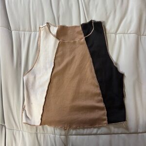 SHEIN Colorblock Tank Top - Black, Brown, White